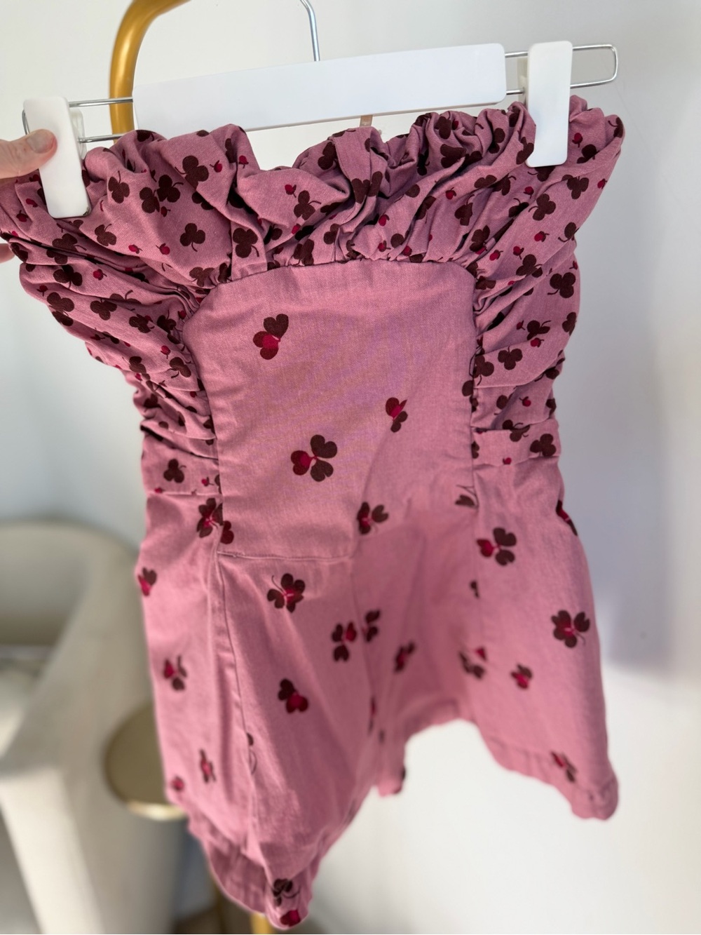 Pink Free People Ruffle Strapless Mini Dress